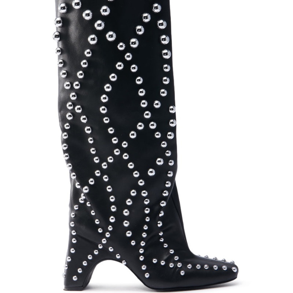 AKIRA Black Studded Heeled Boots - Picture 4 of 5